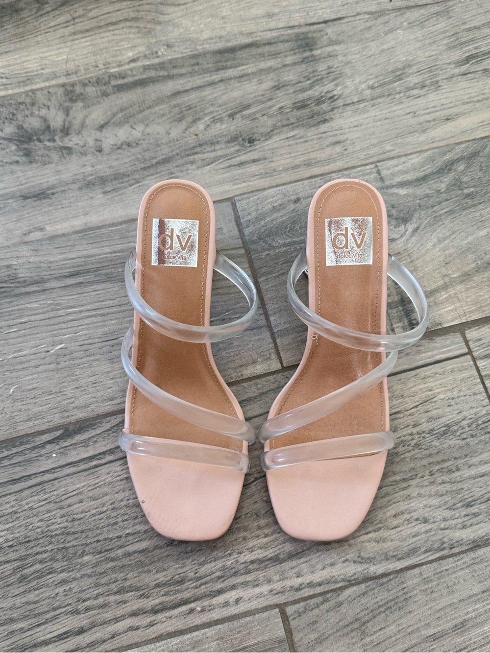 DV by Dolce Vita Pink Clear-Strap Heeled Slides